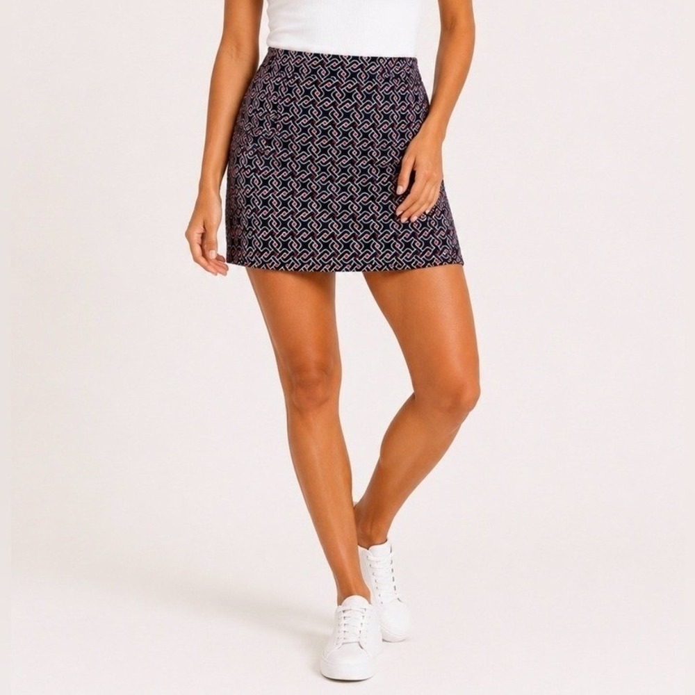 EP Pro Golf Skort Womens 4 Navy Blue Geometric Chain Link Athletic Tennis Skirt